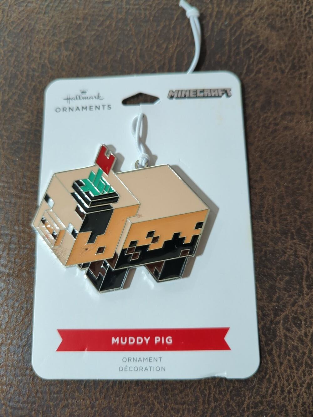 NEW Hallmark 2021 MineCraft Muddy Pig 3" Flat Metal Enamel Coated Ornament